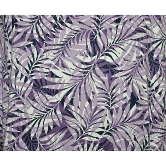 Catherines Easy Fit Tees Tunic Top Size 4X Short Sleeve V-Neck Purple Leaves - Picture 7 of 10